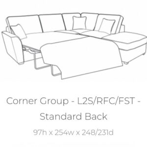 Atlantis right hand facing corner chaise sofa bed with footstool in Kingston Grey