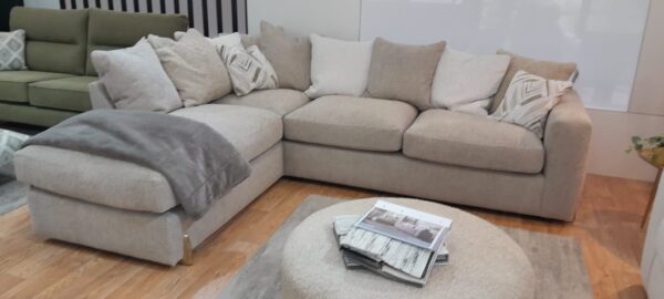Abel-large left hand facing chaise sofa with footstool-featured