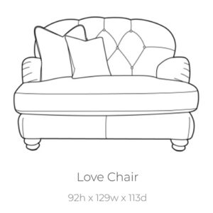 Dumpling love seat in Dion Brandy